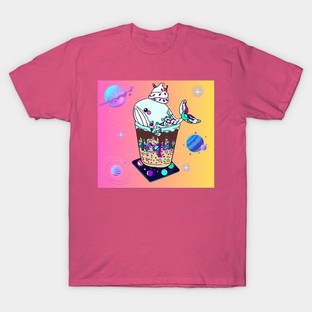 Galaxy Frappe Whale (sunset) T-Shirt by Octopus Cafe